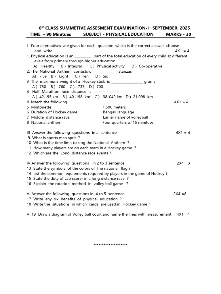 First Sem Exam 25-26 8 9 10 English Medium | PDF