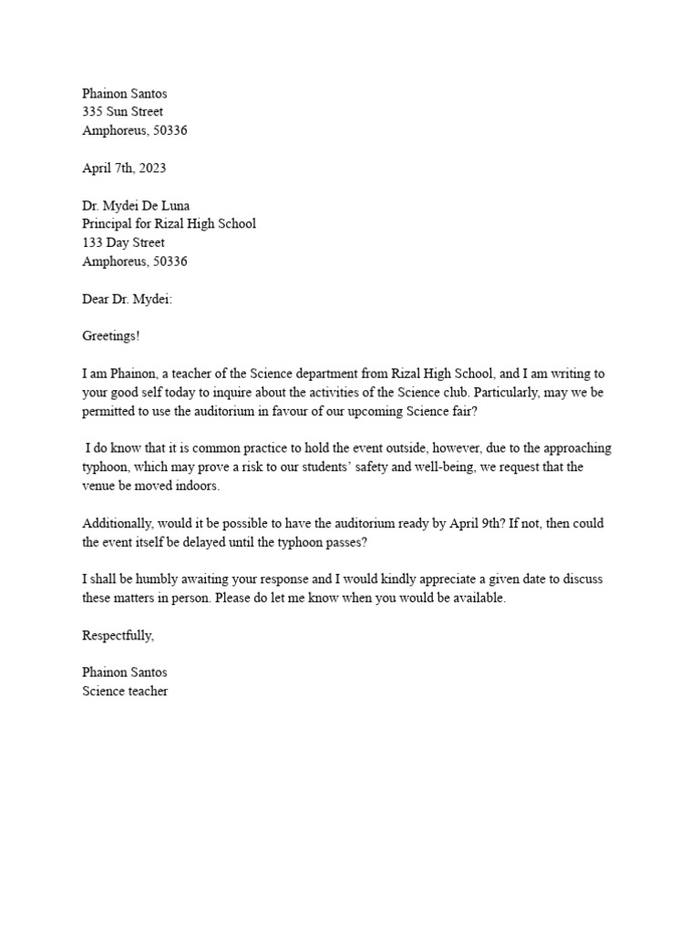 Letter of Inquiry Example | PDF