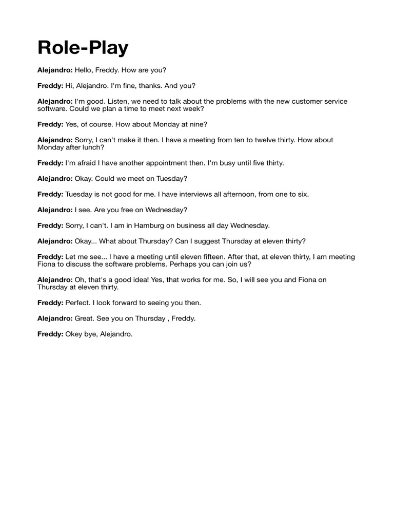 Role-Play Freddy and Alejandro | PDF