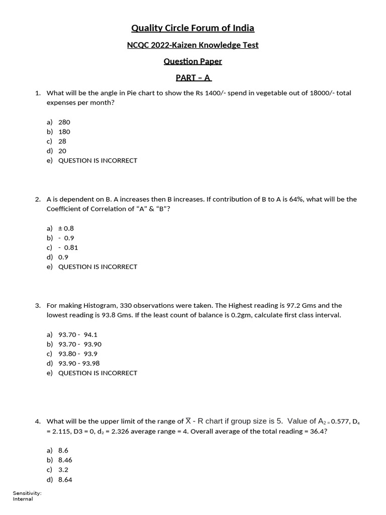 NCQC 2022-Kaizen Knowledge Test | PDF | Brainstorming | Causality