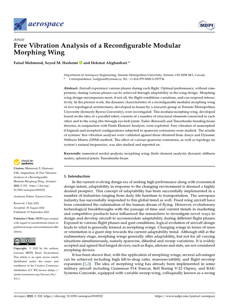 Free Vibration Analysis of A Reconfigurable Modula | PDF | Bending ...