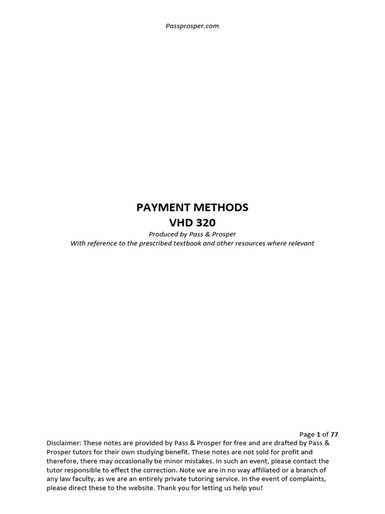 VHD 320 Notes 2025 Semester Test 1 | PDF | Money | Legal Tender