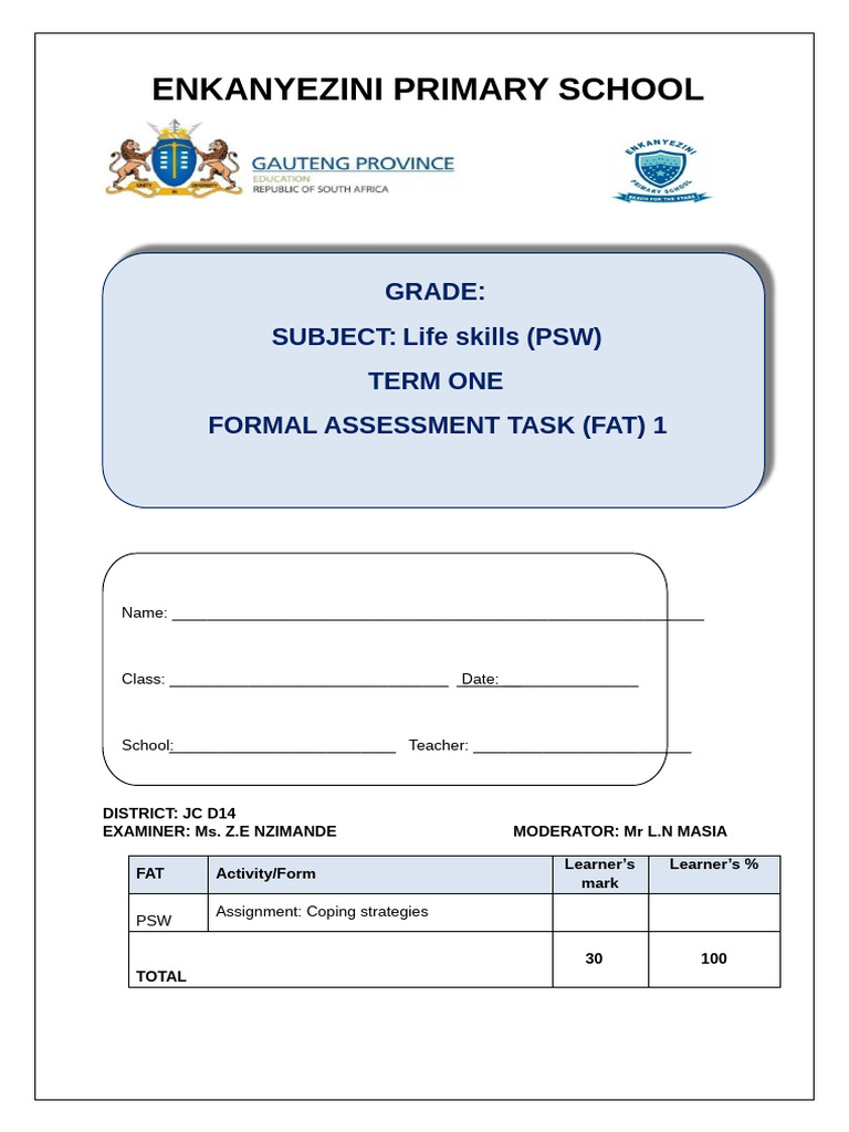 Grade 5 Lifeskills Assessment Task Term 1 | PDF | Compassion | Behavior ...