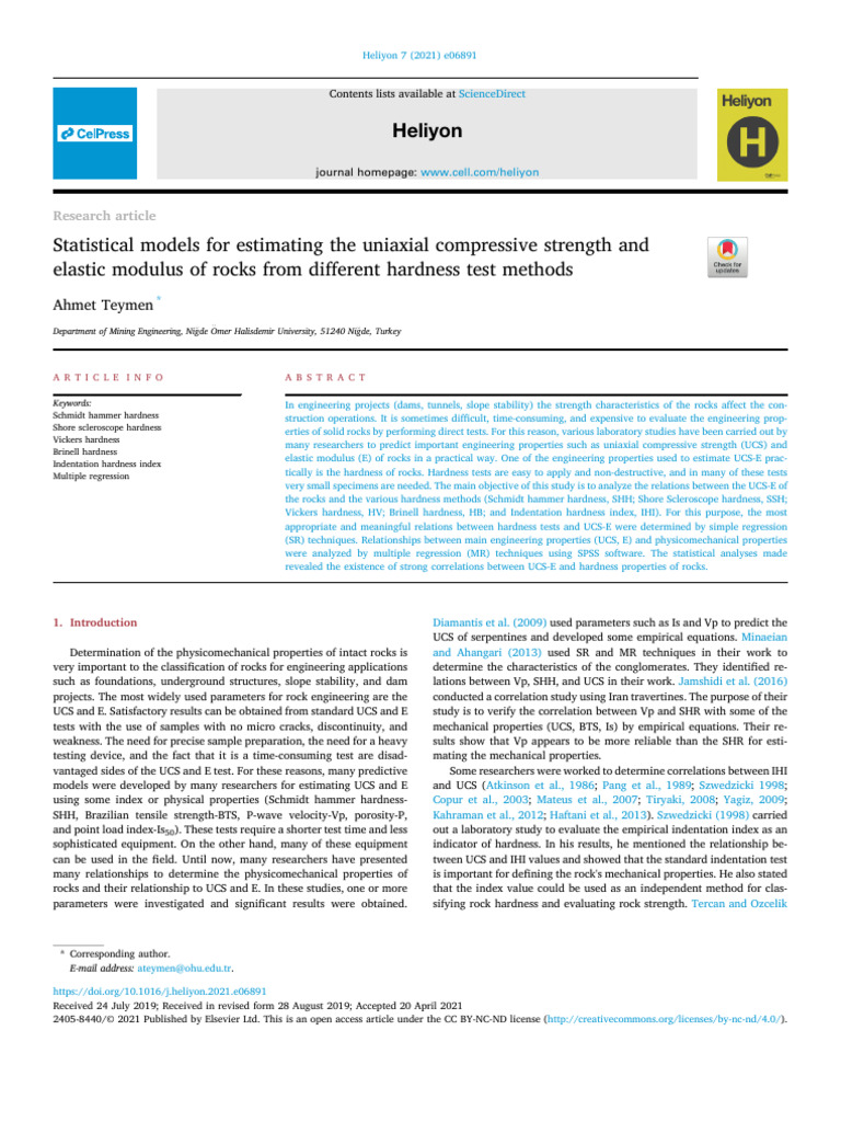 Statistical - Models - For - Estimating - The - Uniaxial Compressive ...