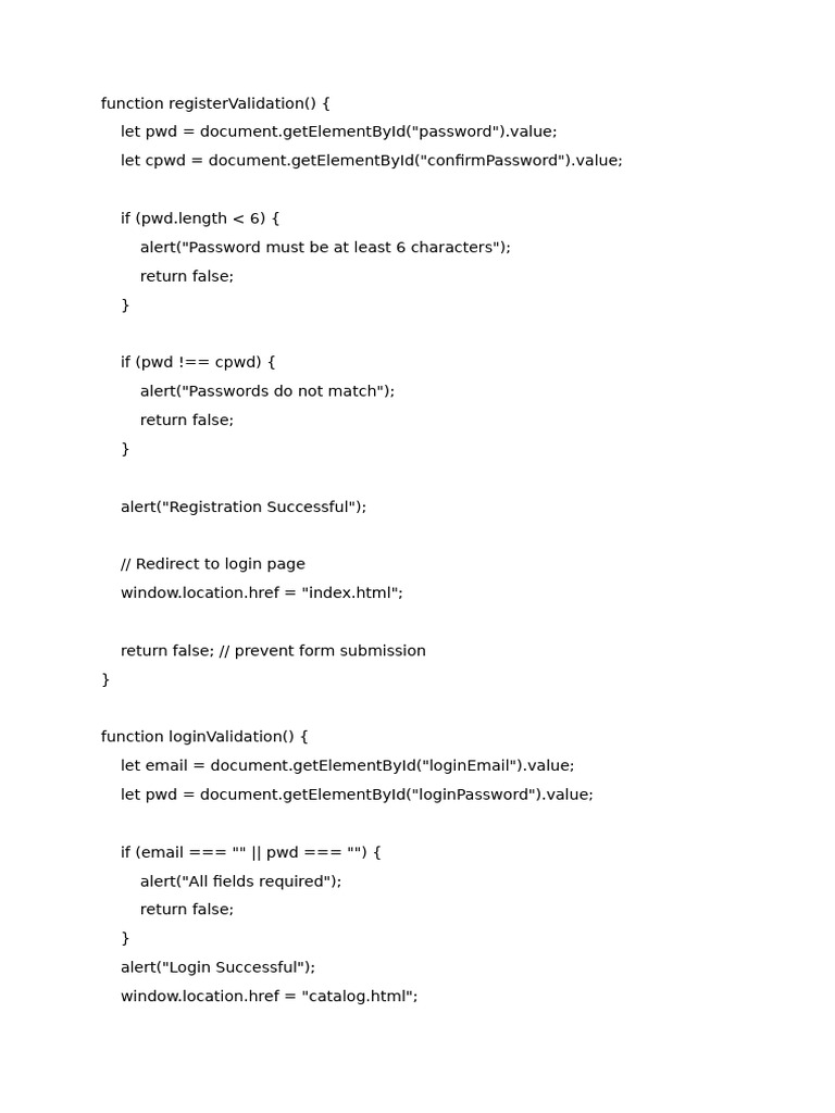 Function RegisterValidation | PDF