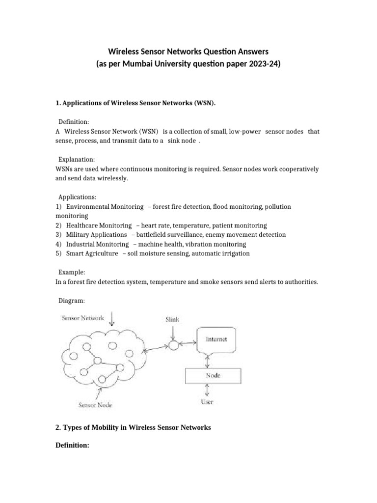 WSN - MU 2023-24 Question Paper With Answer | PDF | Wireless Sensor ...