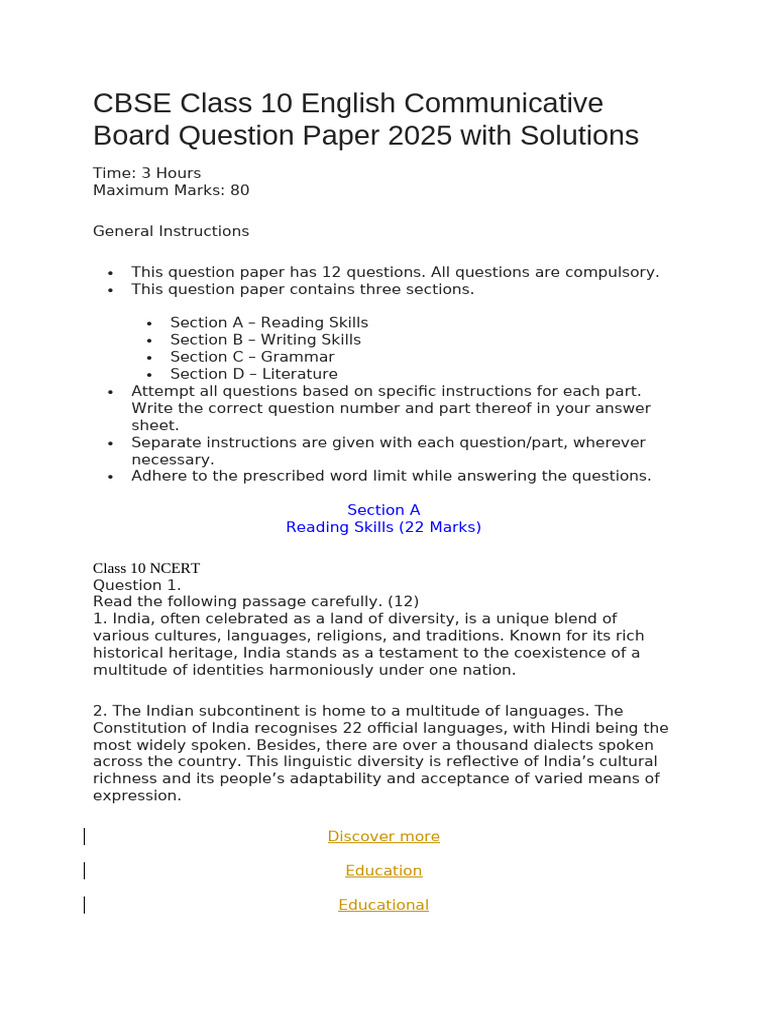 English Communicative For Class 10 Cbse | PDF | Electric Vehicle | Tourism
