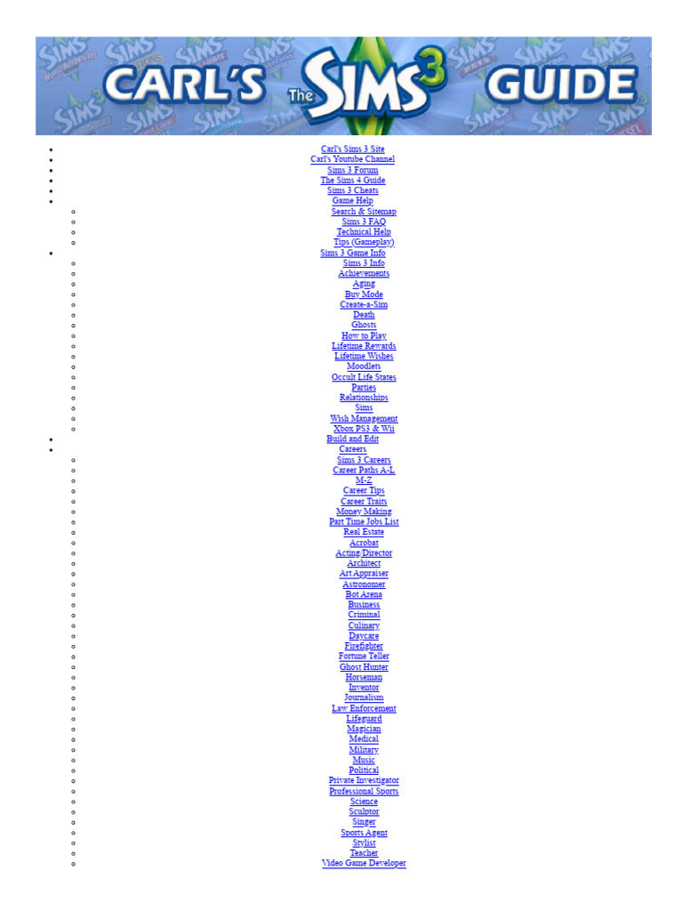 The Sims 3 Cheats (Full List) | PDF