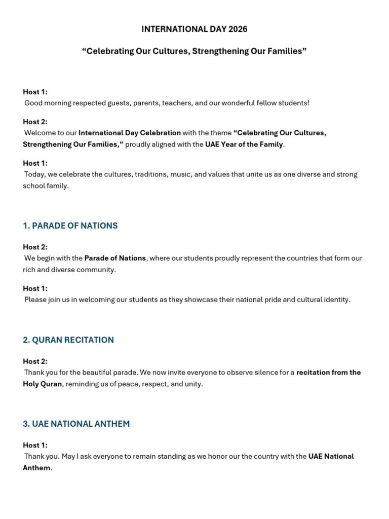 International Day Script | PDF | Dances