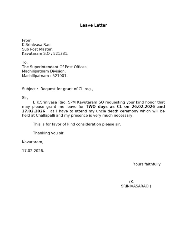 Leave Letter | PDF
