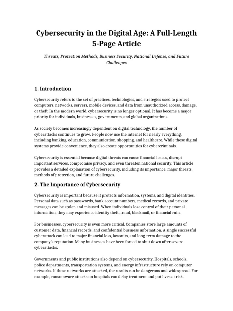 Article Cybersecurity Full 5 Pages | PDF | Security | Computer Security