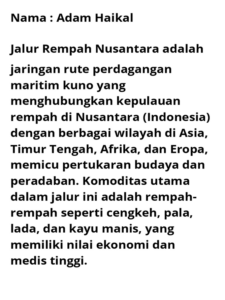 (910, 18.26) Alip F Jalur Rempah Nusantara Adalah Jaringan Rute ...