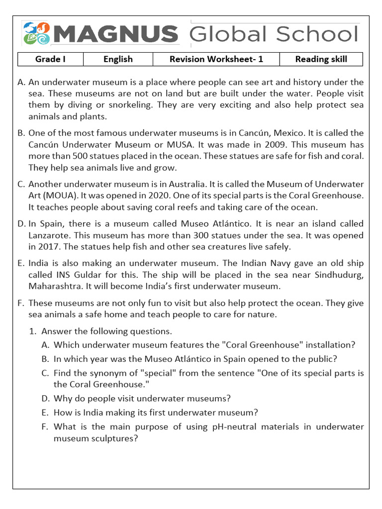 PT - 1 Revision Worksheet - English | PDF | Verb | Linguistic Typology