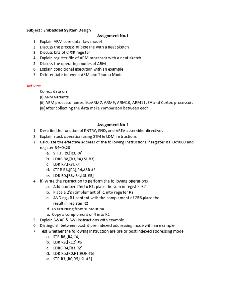 ESD Assignment No 1 2 3 | PDF | Computer Science | Computer Hardware