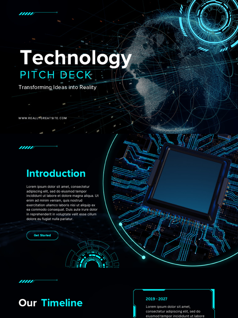 Black and Blue Futuristic Modern Technology Pitch Deck Presentation ...