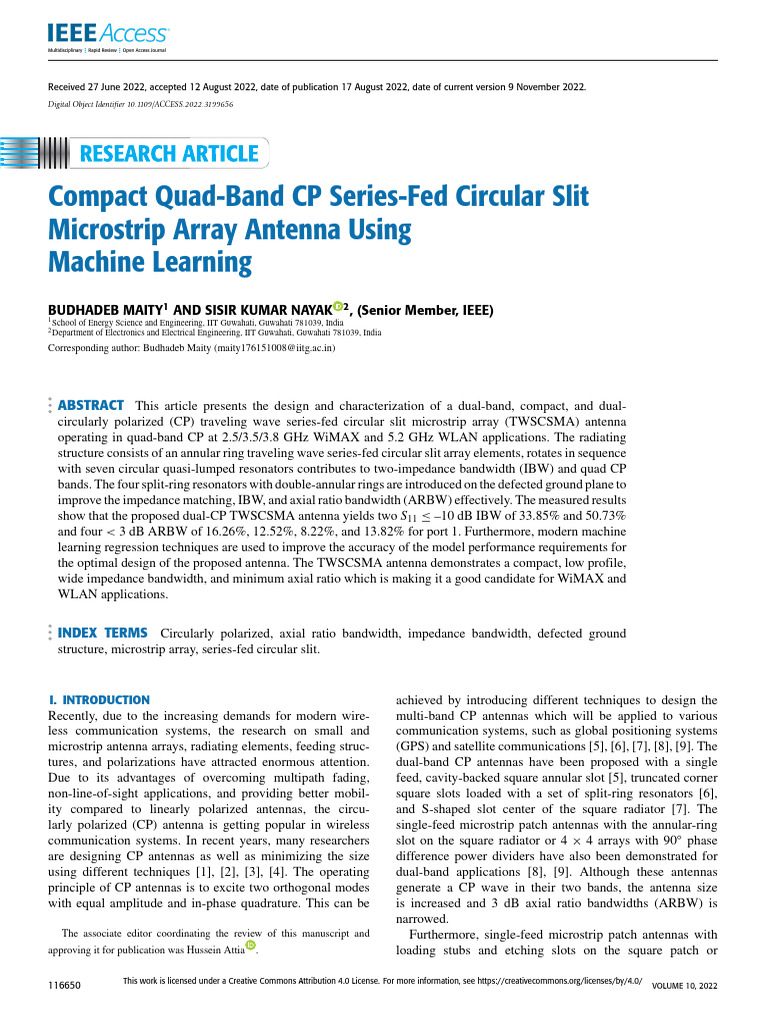 Compact Quad-Band CP Series-Fed Circular Slit Microstrip Array Antenna ...