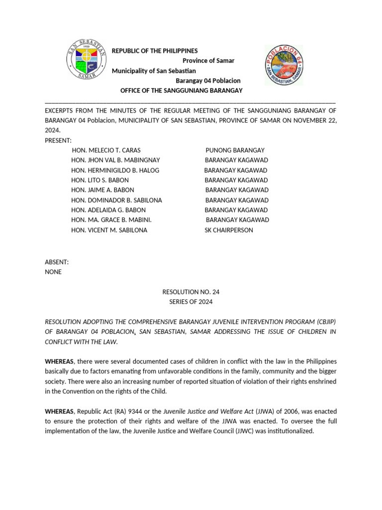 Sampe Reso On Cbjip | PDF | Juvenile Delinquency | Justice