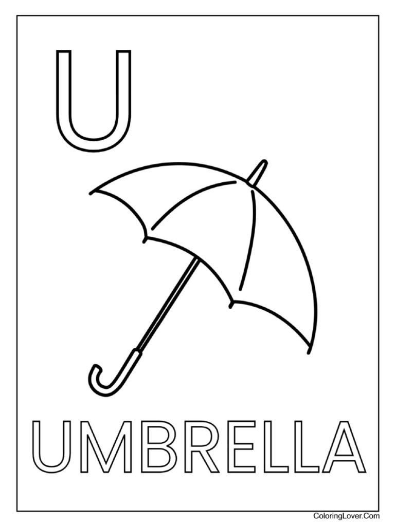 Letter U Umbrella Coloring Page | PDF