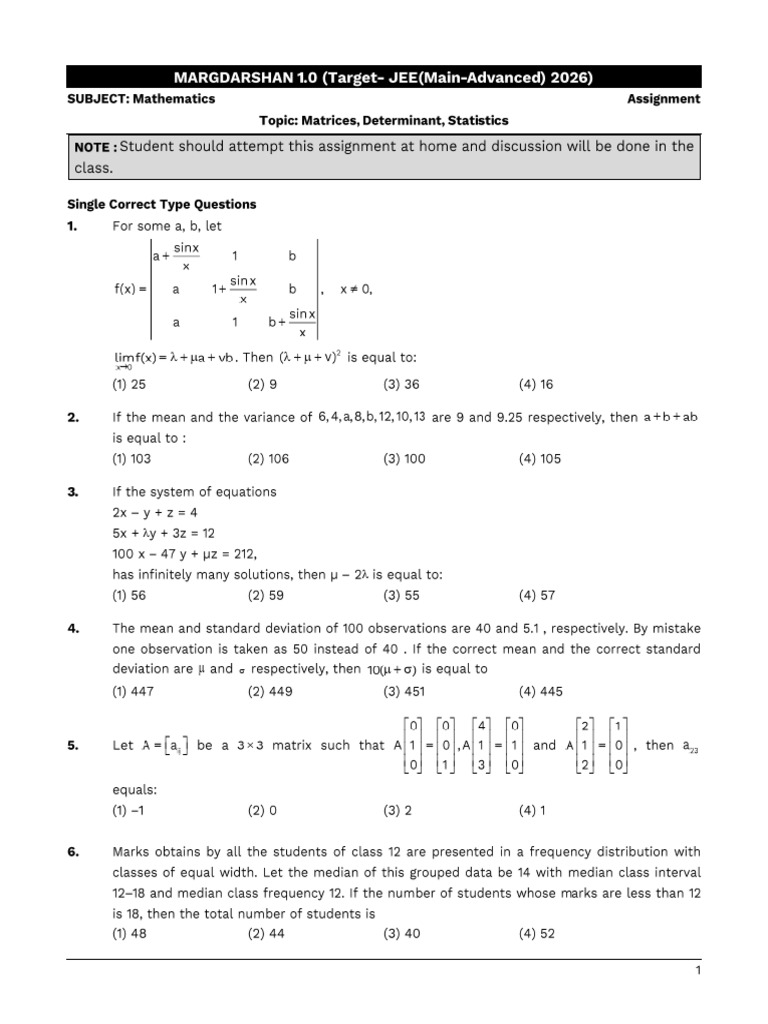 Maths Assignment 15-11-2025 SC | PDF | Matrix (Mathematics) | Linear ...