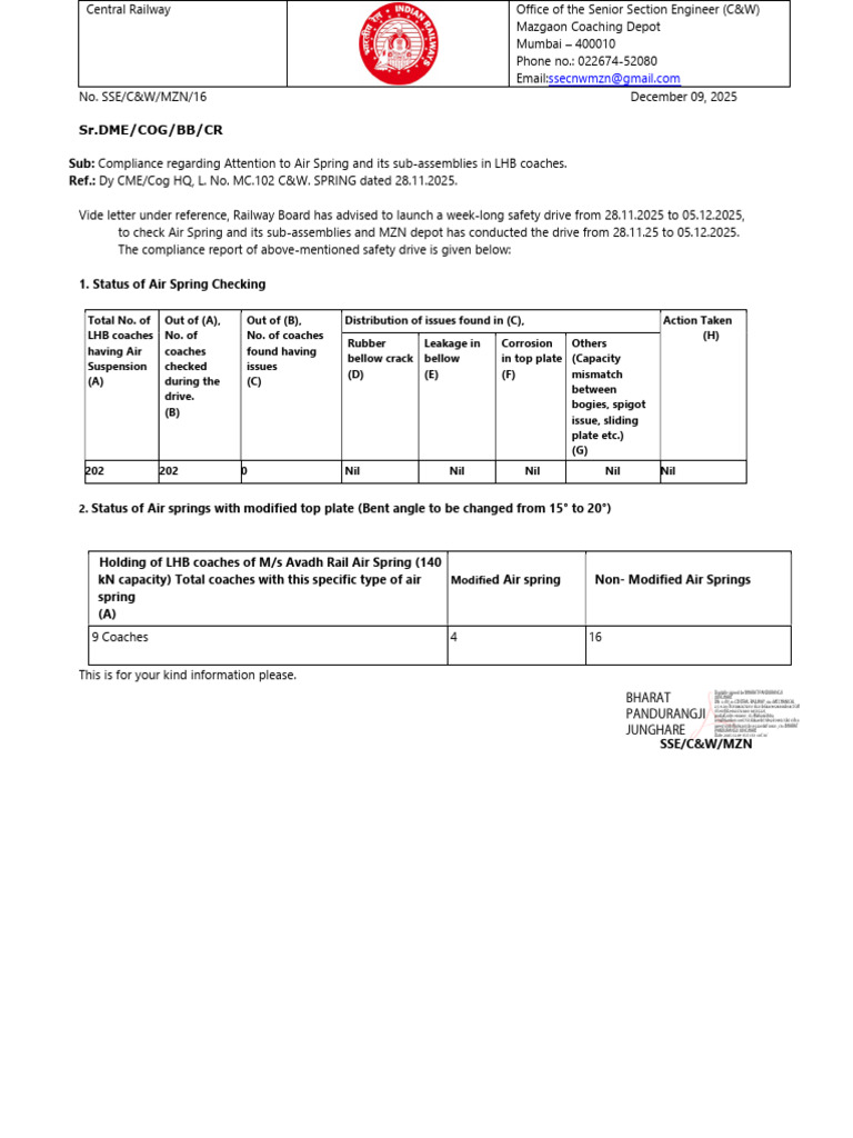Air Spirng Drive Report | PDF | Rail Transport | Rolling Stock
