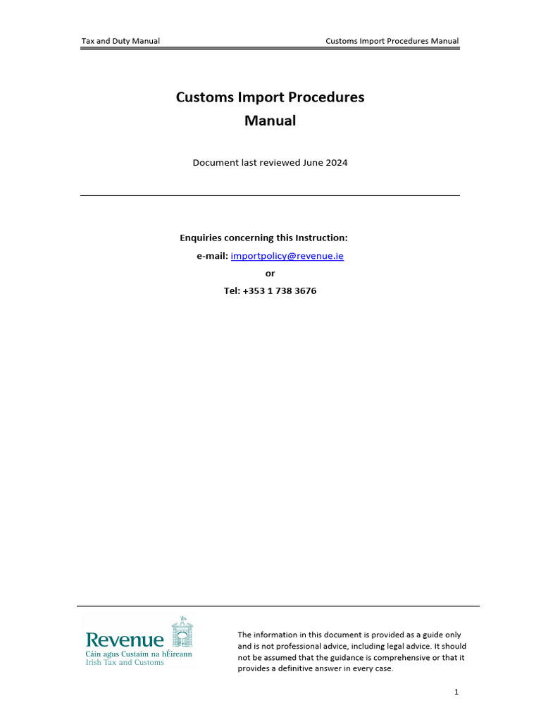 Customs Import Procedures Manual | PDF | Customs | Brexit