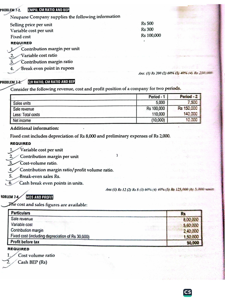CVP Analysis - Practice Questions | PDF