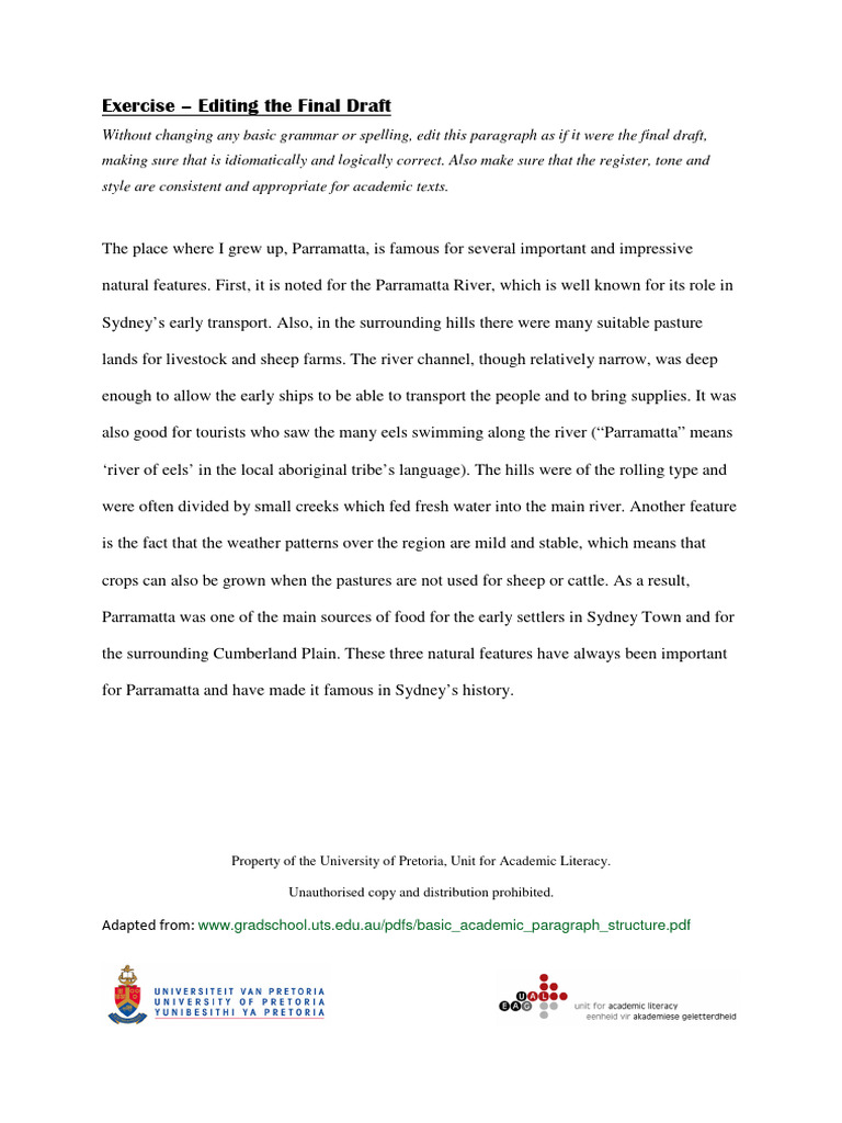 Editing The Final Draft Exercise - zp12837 | PDF