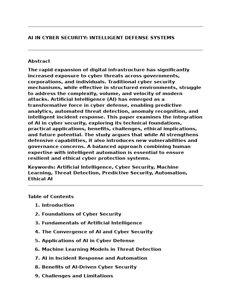 Ai in Cyber Security | PDF | Security | Computer Security