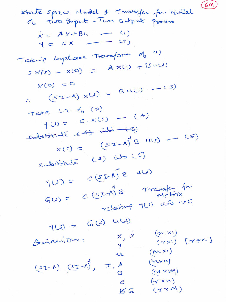 Notes TITO Transfer Function Matrix Method P 601-605 | PDF