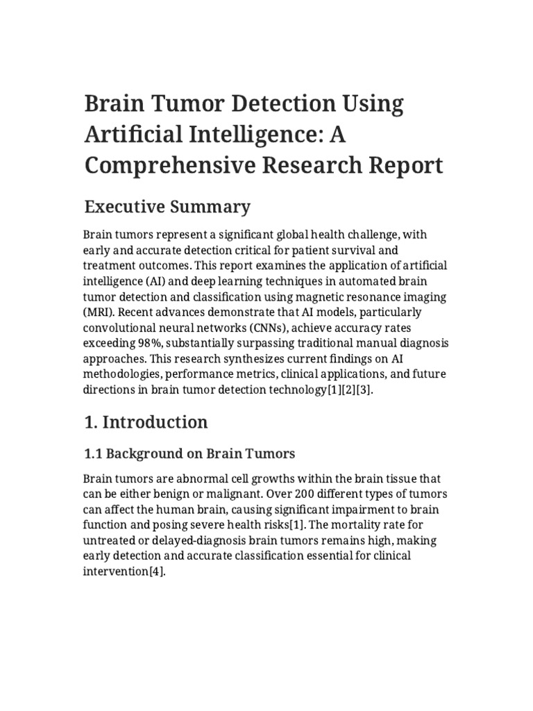 Brain Tumor Detection AI Report | PDF | Medical Imaging | Brain Tumor