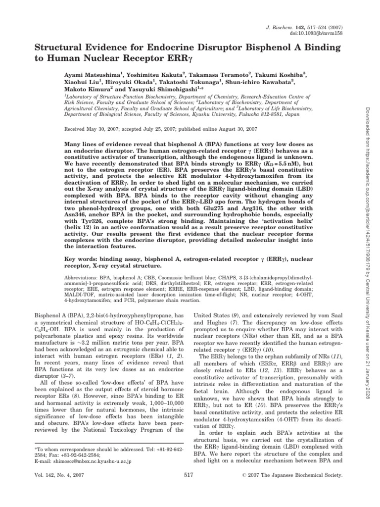 Structral Evidence For Endocrine Disruptor | PDF | Ligand (Biochemistry ...