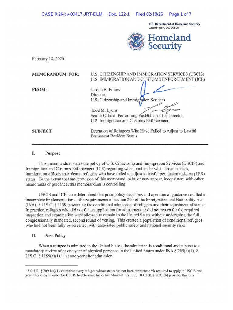 DHS Memo To Detain Refugees For Vetting | PDF