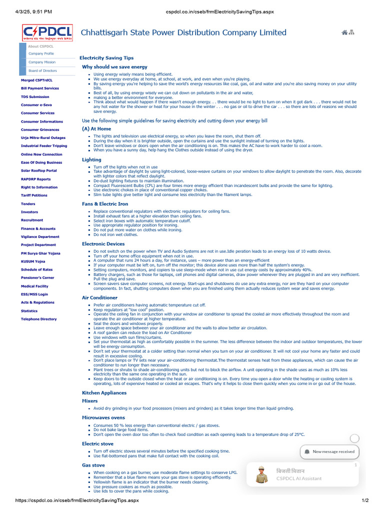 Cspdcl.co.in Cseb FrmElectricitySavingTips.aspx | PDF | Refrigerator ...