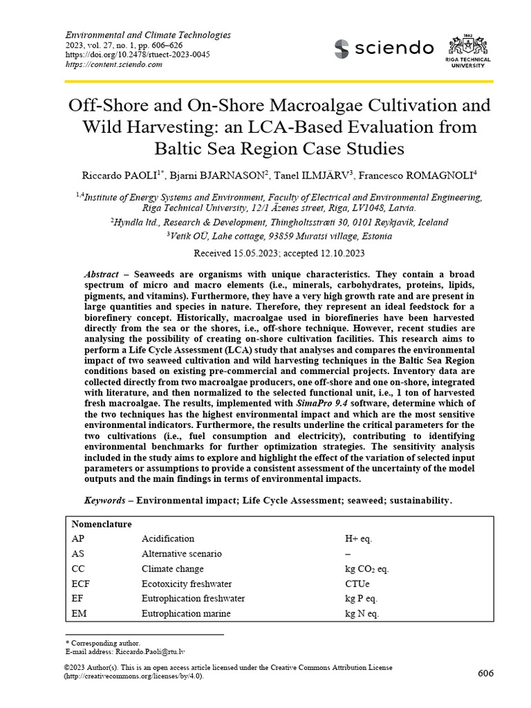 Off-Shore and On-Shore Macroalgae Cultivation and Wild Harvesting: An ...