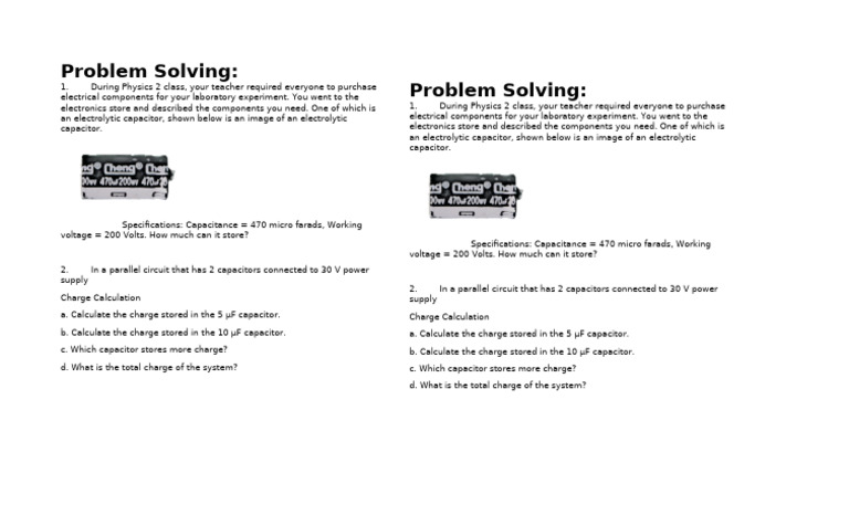 Capacitor Problem | PDF