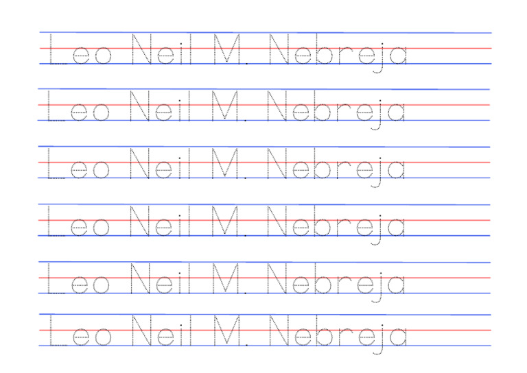 Handwriting Practice Worksheet Red and Blue Lines | PDF