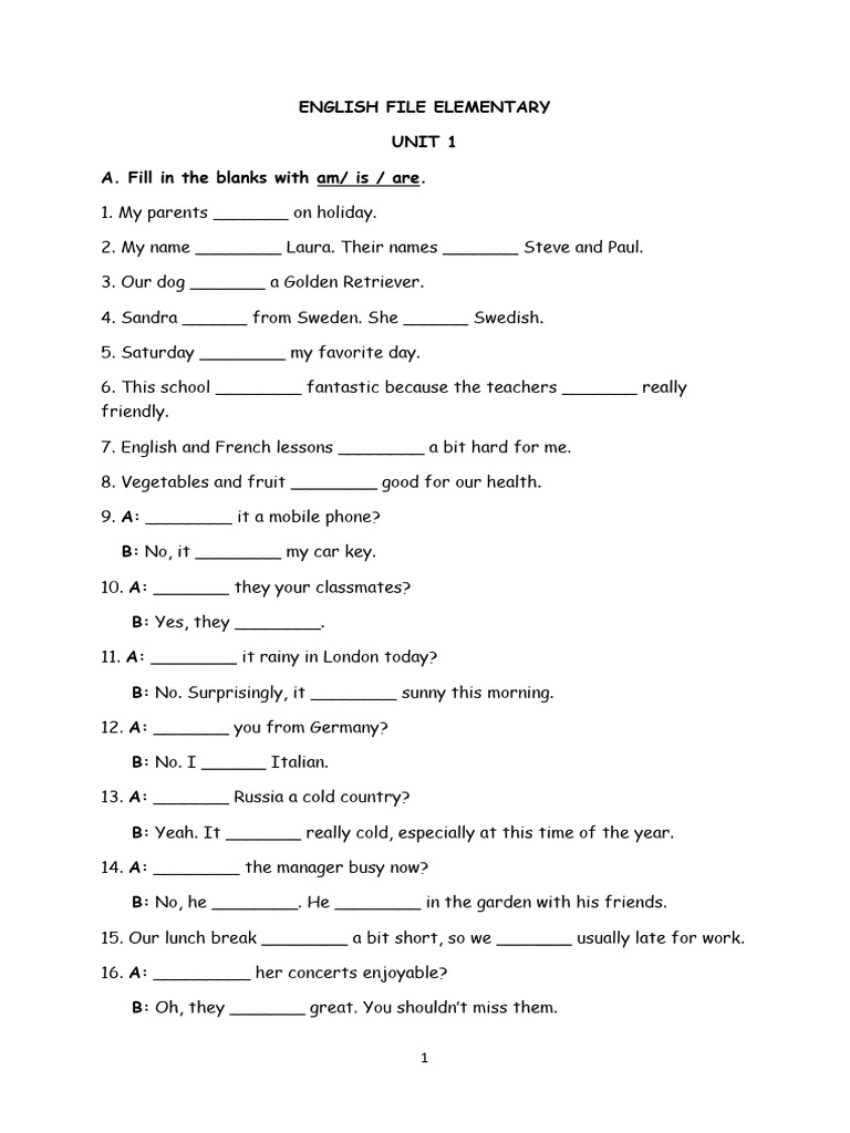 English File Elementary Unit 1 Worksheet - Kopya | PDF | Chess | Chess ...