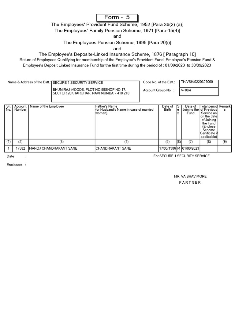 Form 5 | PDF | Social Security | Government Of India