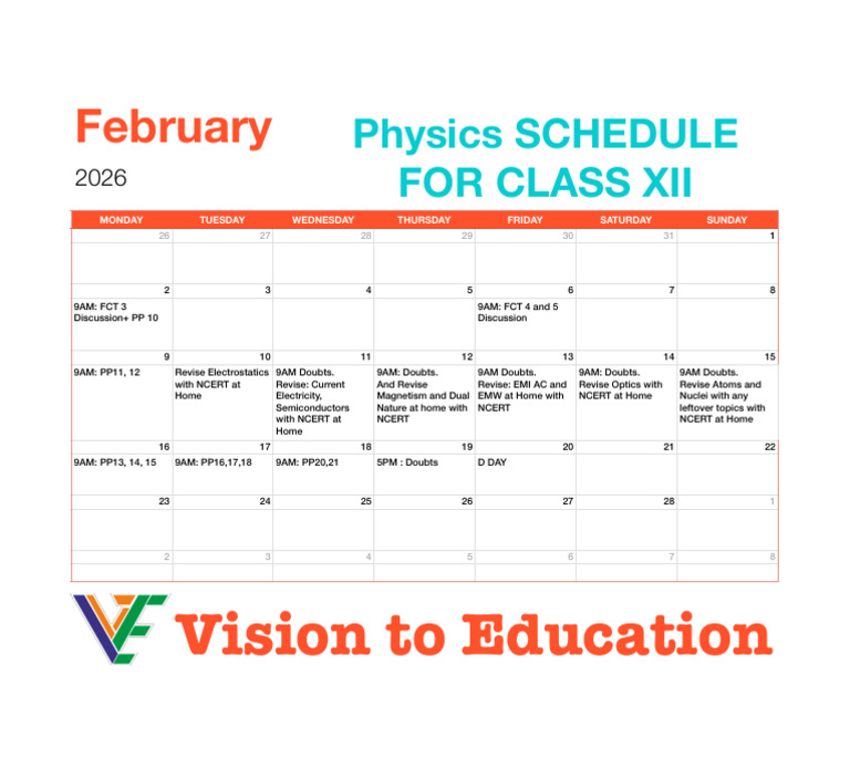 Physics Schedule FEB 2026 | PDF | Electromagnetism | Physical Sciences