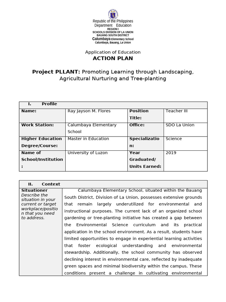 DepEd Action Plan Template | PDF | Compost | Plant Nursery