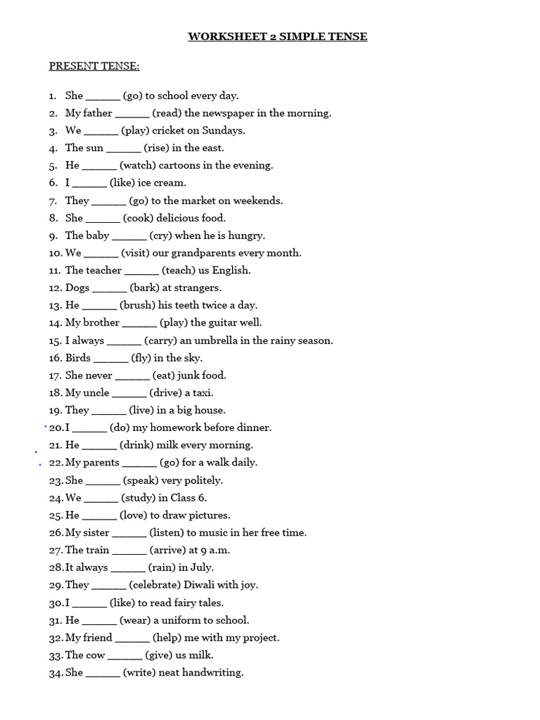 Worksheet 2 Simple Tense - 250430 - 182942 | PDF