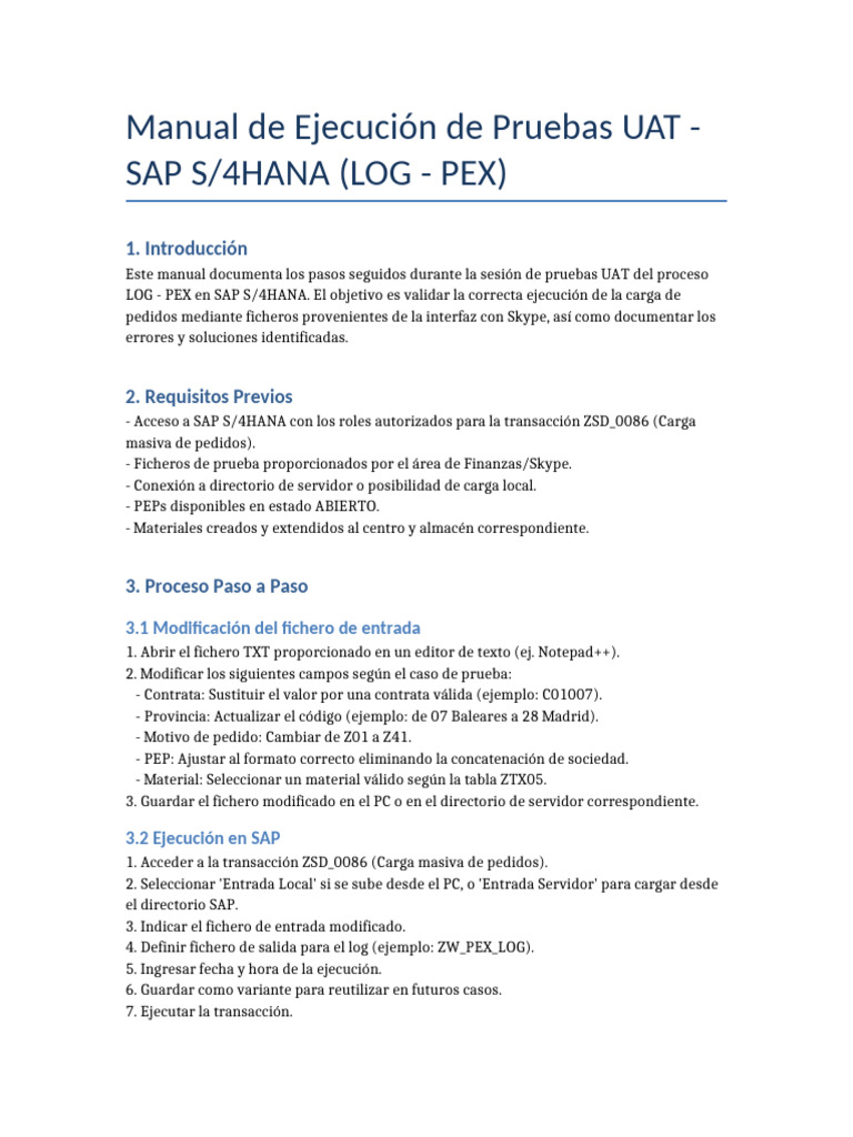 Manual Uat Log Pex | PDF | Archivo de computadora | Software del sistema