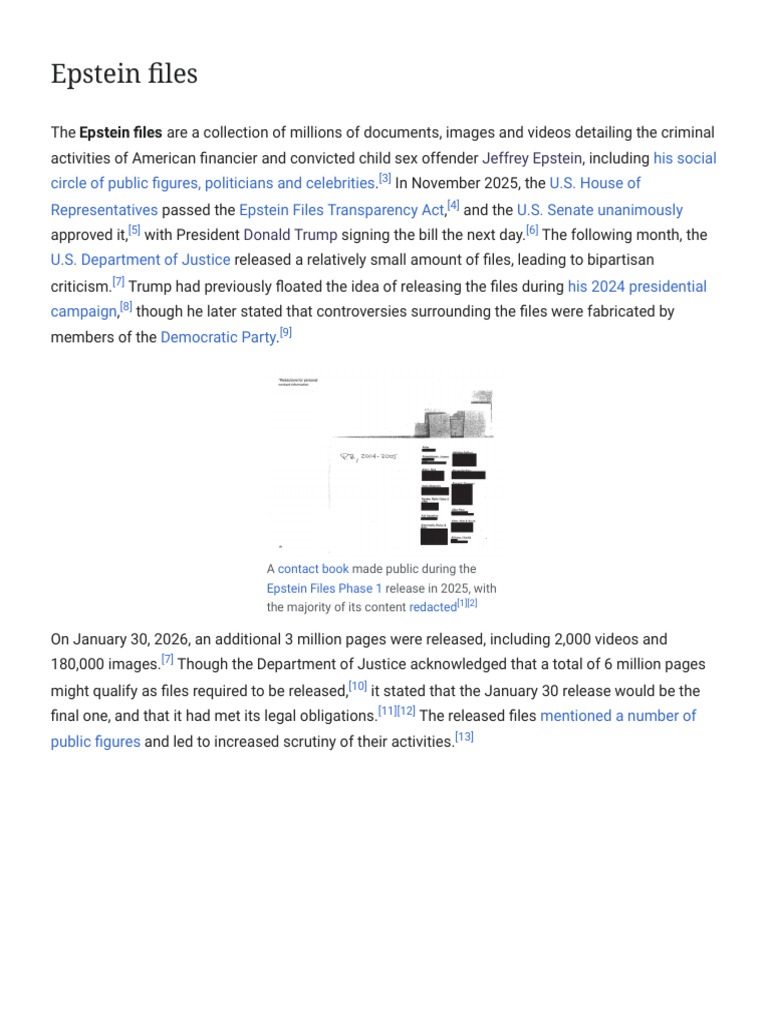 Epstein Files - Wikipedia | PDF