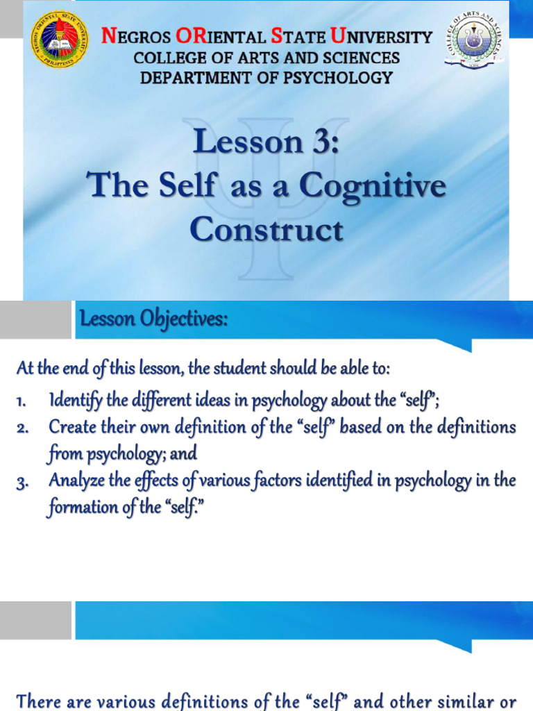 GE 1 Lesson 3 - The Self As A Cognitive Construct | PDF