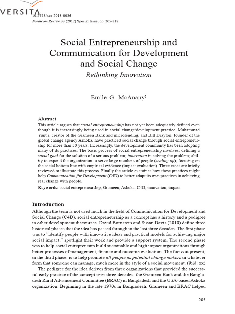Social Entrepreneurship and Communication For Development and Social ...