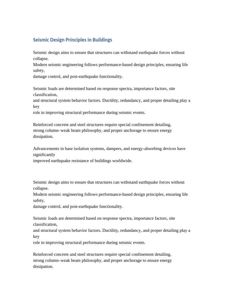 Document 11 Seismic Design Principles in Buildings | PDF | Earthquake ...
