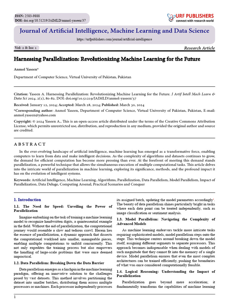 Harnessing Parallelization: Revolutionizing Machine Learning for the ...