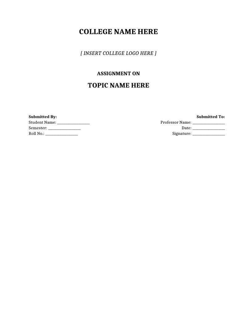 Assignment Cover Page A4 Minimal | PDF