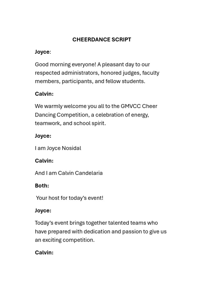 Cheerdance Script | PDF