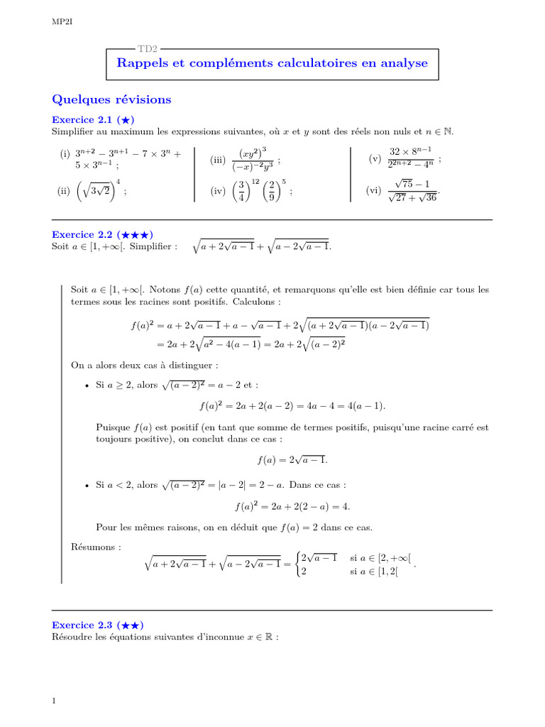 MP2I TD2 Correction | PDF | Analyse numérique | Logique mathématique